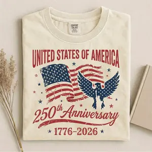 250th Anniversary USA Comfort Colors Shirt, Retro Patriotic American Eagle Graphic Tee