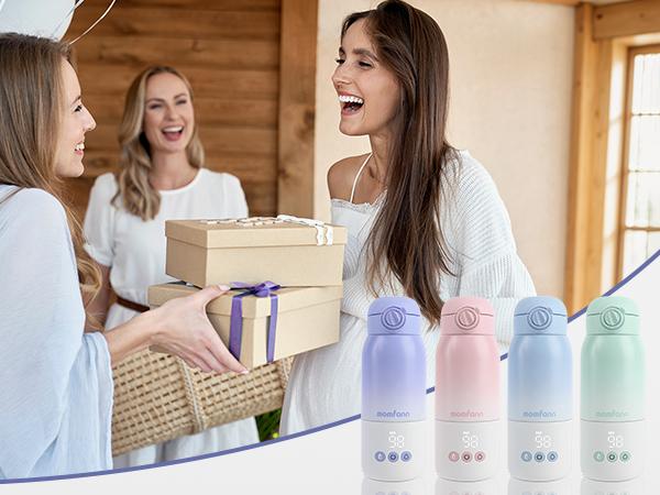 Momfann Portable Bottle Warmer for Travel, Dual Heating Modes for Breastmilk & Water On The Go, Portable Bottle Milk Warmer with Fast Heating & Long Battery Life, 12 Ounces Large Capacity