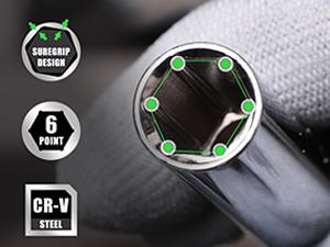 10PCS 3/8-Inch Drive Extra Deep Metric Socket Set, 6 Point, 8mm to 17mm, No Skipped Sizes, 120MM Deep CR-V Socket for Automotive and Industrial Applications