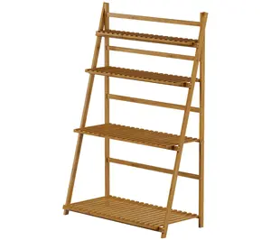 Ladder Plant Stand-4 Tier Foldable Bamboo Shelf
