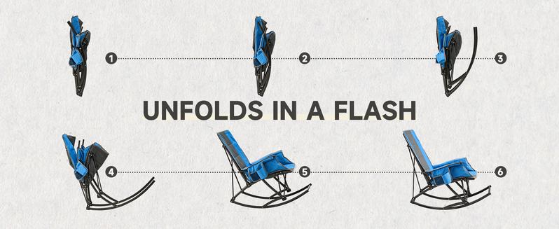 【Valentine's Day gift】ONBRILL Camping Chairs for Adults, Folding Outdoor Rocking Chair with Foot Rest, 330 lbs Capacity, for Lawn, Sport Events