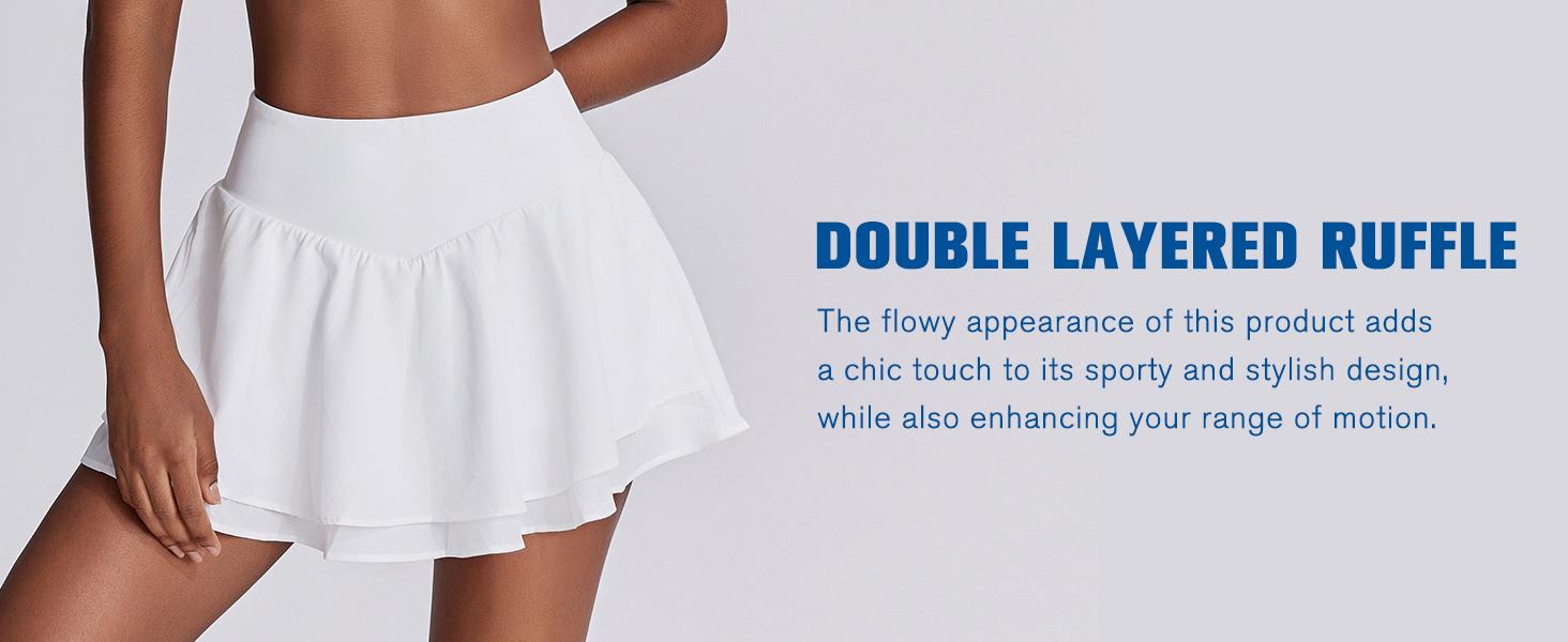 PINSPARK Womens Tennis Skirt with Pockets Double Ruffle Stretchy Athletic Skirts Lightweight Cute Golf Skort, Neon Yellow Large OutdoorFun PINSPARK Womens Tennis Skirt with Pockets Double Ruffle Stretchy Athletic Skirts Lightweight Cute Golf Skort, Neon Yellow Large OutdoorFun