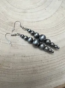 Graduated Faux Sterling Pearl Earrings