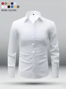 2-Pack men's new four-season casual long-sleeved shirts, lapel buttons, comfortable and breathable to wear, suitable for commuting and dining out