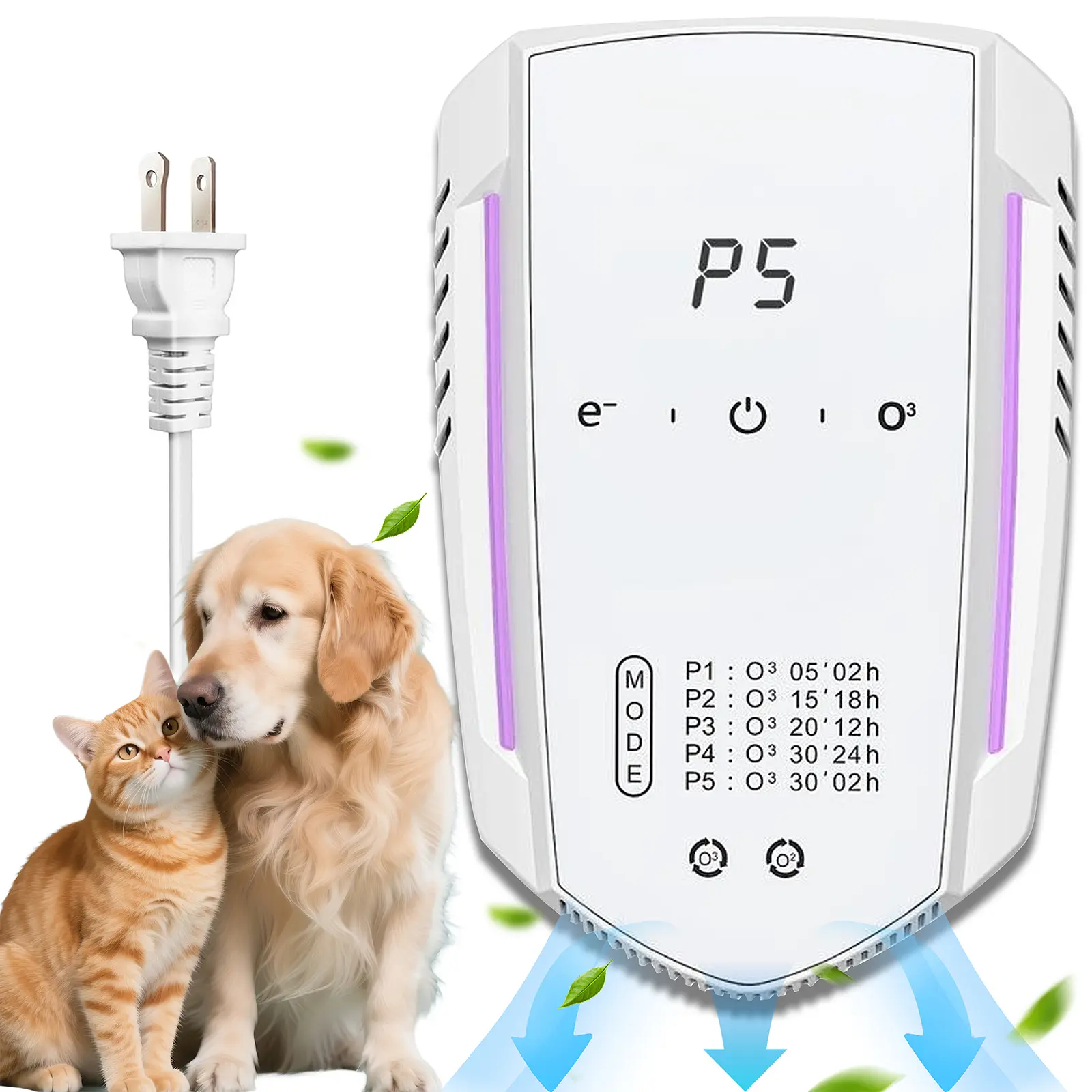 Filter-Free Ozone Generator Air Purifier for Home Pets - Quiet, Portable Odor Eliminator for Cat Litter, Dog Urine Smells, No