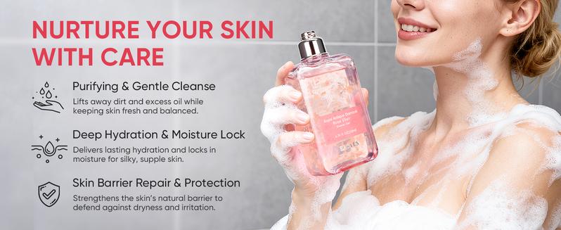 【SW-1】Easyes Rose Essence Native Body Wash - Red rose fragrance 3X repair Deep Moisture Soft Skin for Dry & Sensitive Skin Instant relief of dryness and itching vegan no animal testing The best choice for gifts TikTokShopBlackFriday