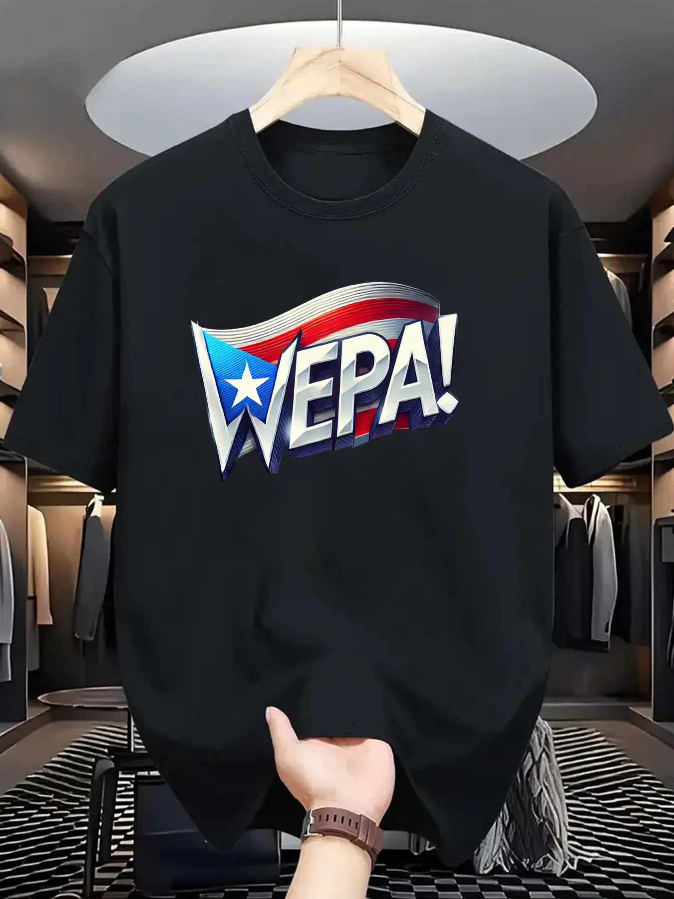 WEPA!Puerto Rico Flag T-Shirt- Unisex Black Tee Shirt for Men and Women