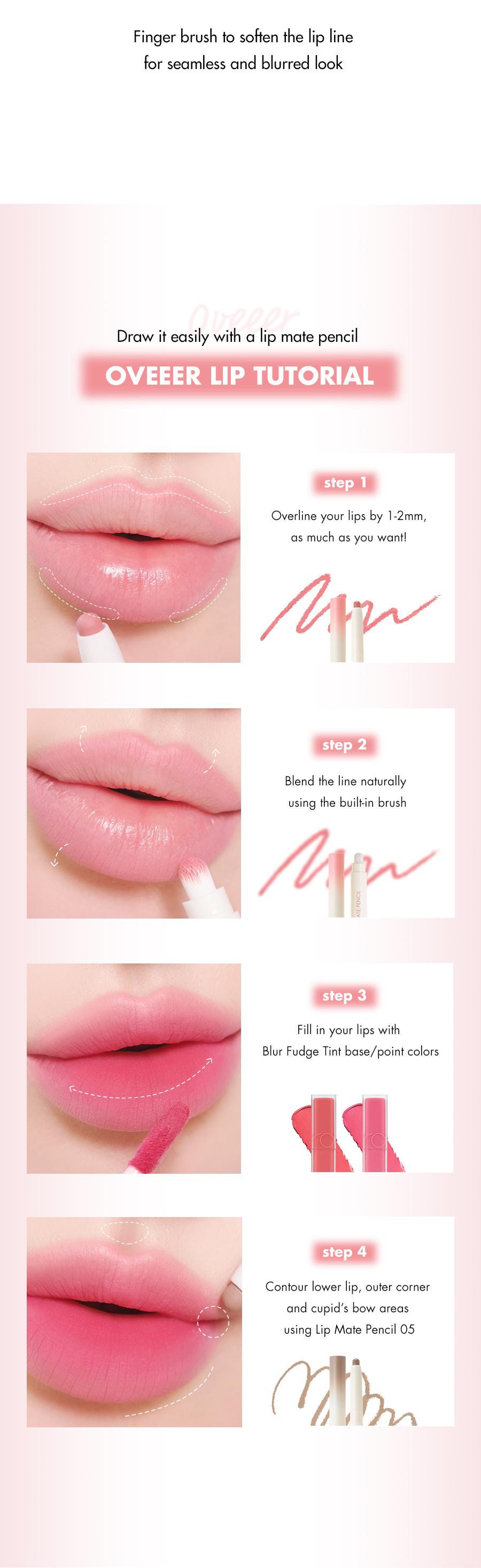 [rom&nd Official Shop] rom&nd Lip Mate Pencil (6 shades 0.5g), Easily Enhance the Shape of Your Lips, Natural Blending