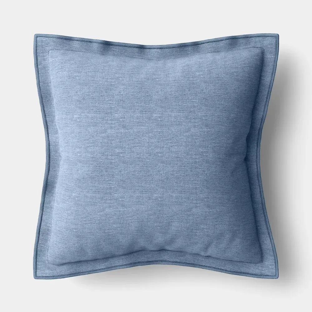 Threshold Heathered Solid Double Flange Throw Pillow, 20x20 in, 7 Inches Thick, Fade Resistant Polyester Lightweight Pillow