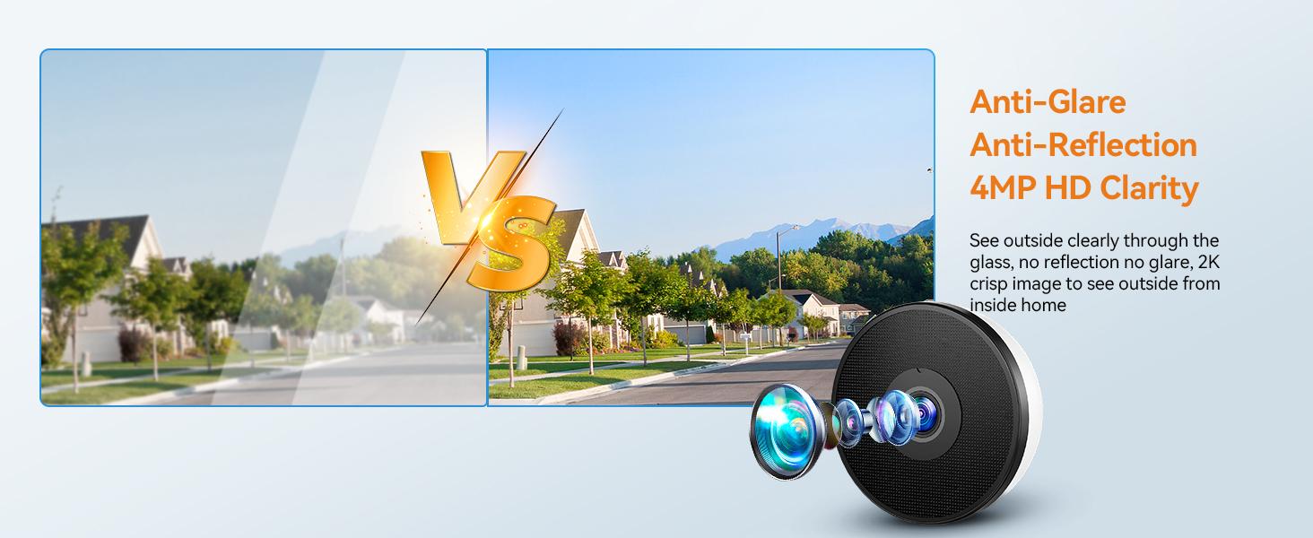 4MP Window Camera with Full-Color Night Vision, 4mm Blacklight Lens, AI Motion Detection, Two-Way Audio, Dual-Band WiFi