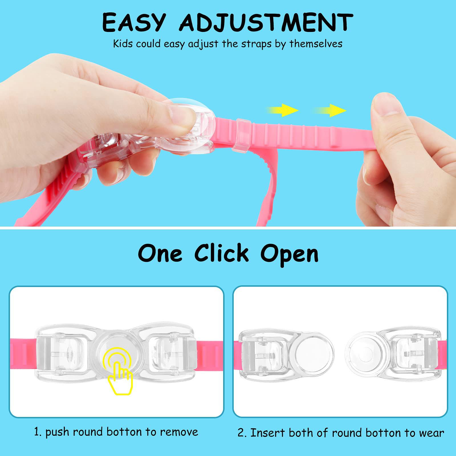 Sharkite 1 Pack Children's Swimming Goggles 4-15 Years Anti-fog UV Wide Field of View Waterproof Leak Proof Boys and Girls Swimming Goggles