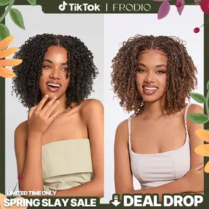 Frodio Veralux™ Fiber 12'' Synthetic Wig Micro Twist Curly Wigs 11X4 Closure HD Lace Dreadlock Wig Pre Cut Lace