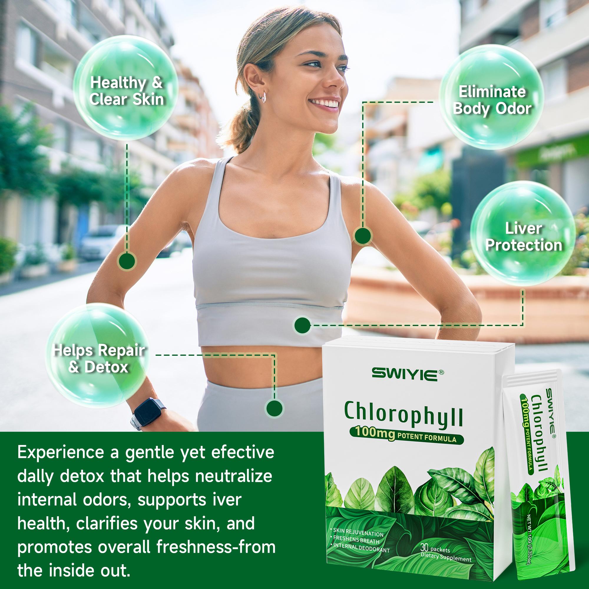 Swiyie Chlorophyll Jelly – Skin Clarity & Liver Support –, 30 Pack Edible Healthcare Fitness Dietary Natural Plant-Based, Portable, Vegan-Friendly
