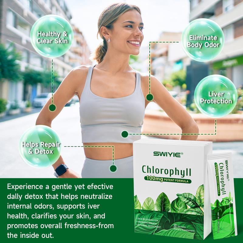 Swiyie Chlorophyll Jelly – Skin Clarity & Liver Support –, 30 Pack Edible Healthcare Fitness Dietary Natural Plant-Based, Portable, Vegan-Friendly