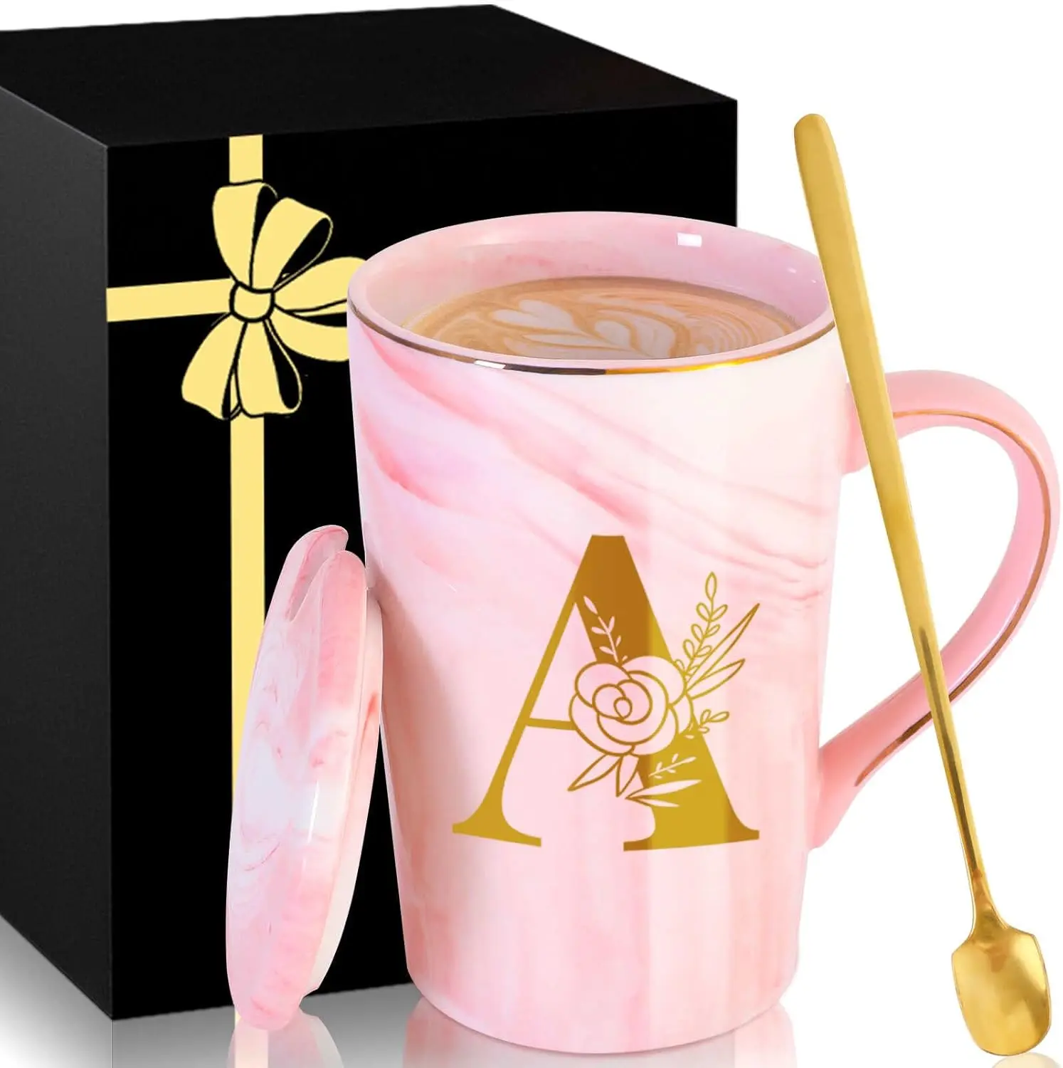 Personalized Ceramic Coffee Mug with Lid Tea Cup Women Female Teacher Gifts for Birthday Christmas Holiday Xmas Personalized Unique Custom Inexpensive Present