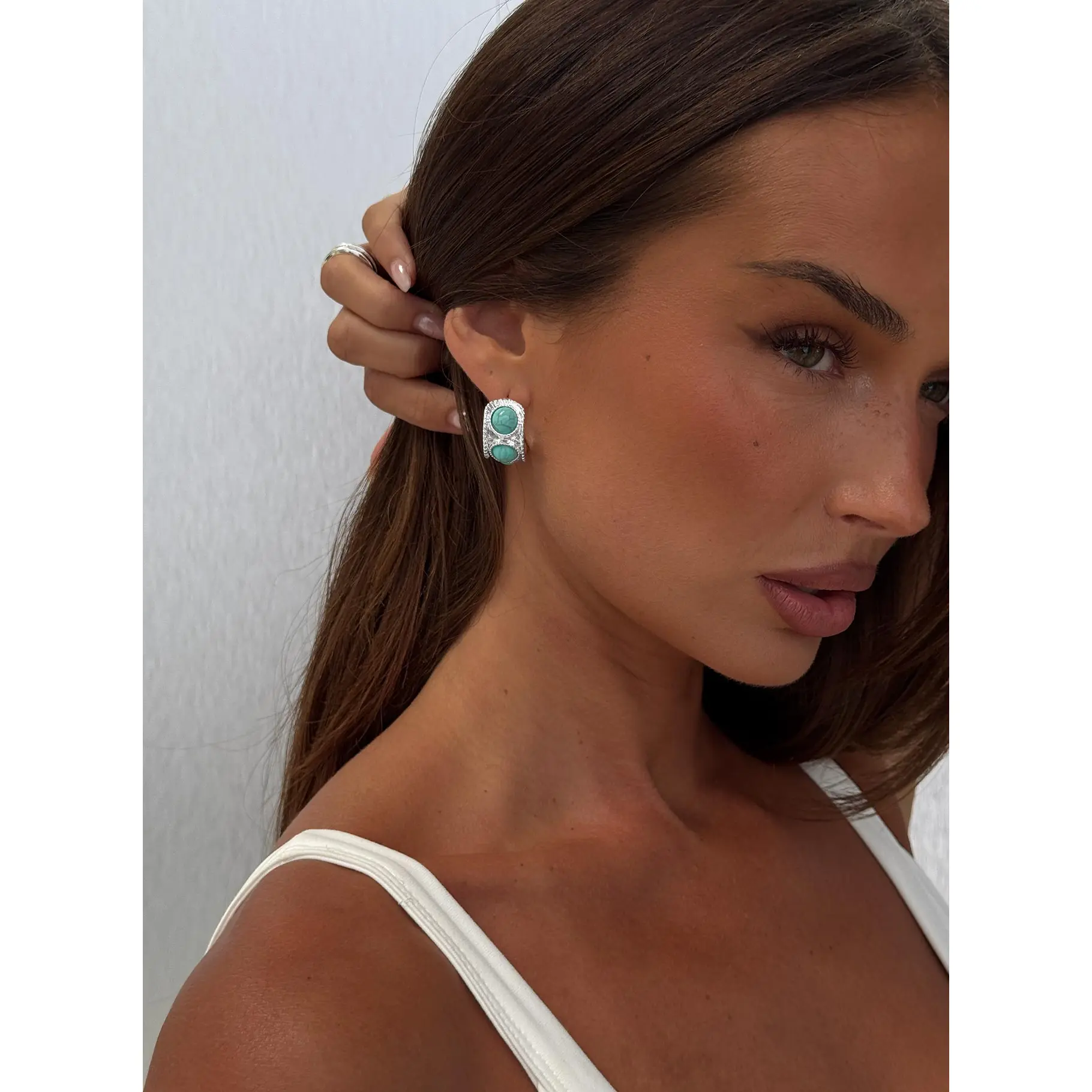 Endellion Hoop Earrings Silver / Turqouise