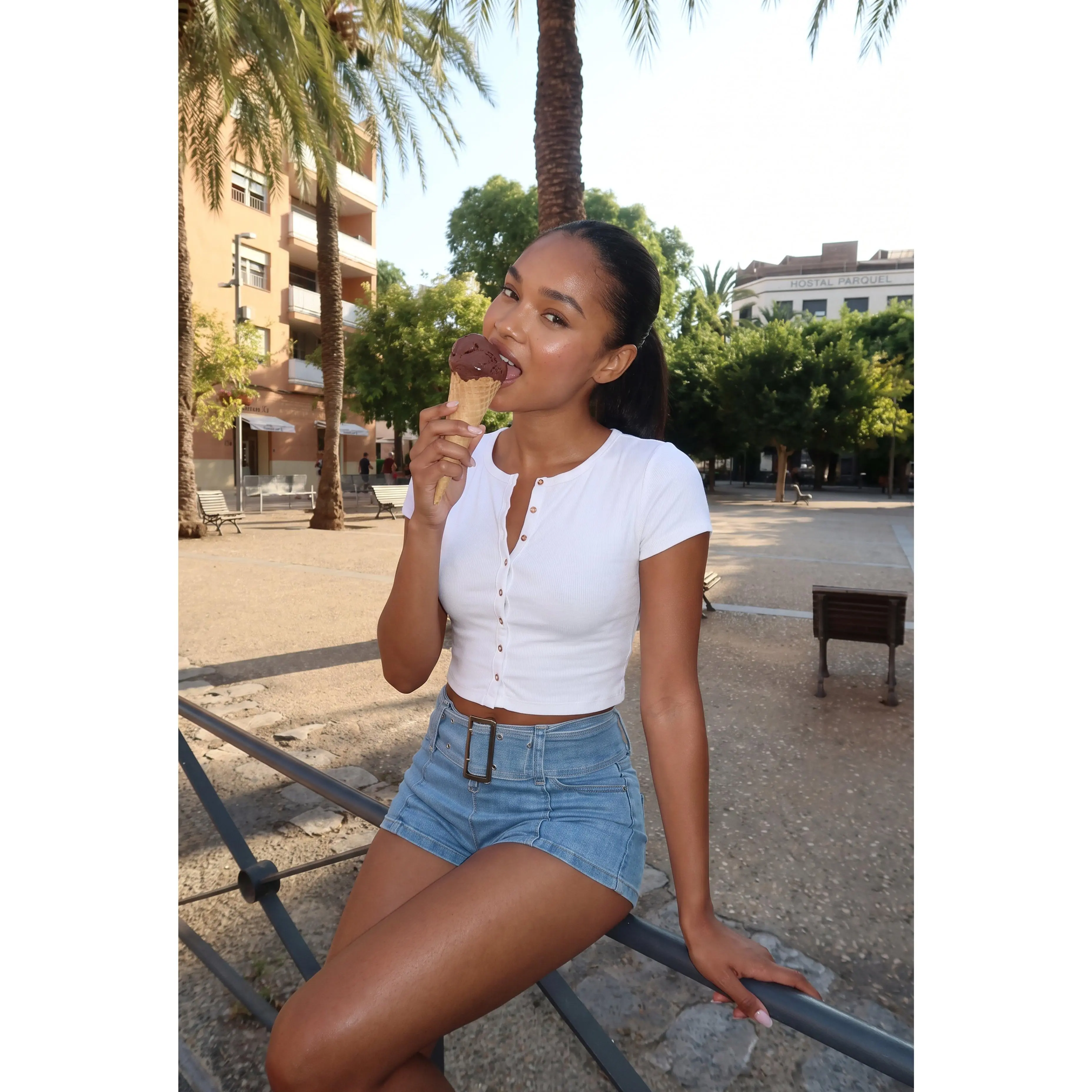 Denim Belted Hot Pants