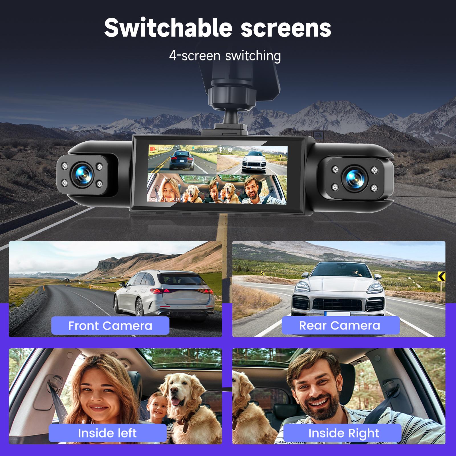 360 Degree View 4 Channel Dashcam, 1 Count Dash Camera for Car, Wide Angle Car Driving Recorder with 8 IR Night-Vision, 3.16 Inch IPS Screen 1080P HD Camera with Dual Lens 360 Degree View 4 Channel Dashcam, 1 Count Dash Camera for Car, Wide Angle Car Driving Recorder with 8 IR Night-Vision, 3.16 Inch IPS Screen 1080P HD Camera with Dual Lens