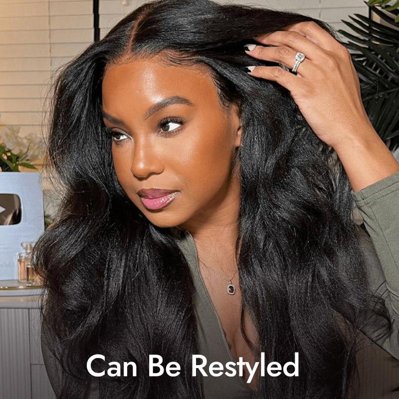 [New In] Wiggins Hair Ready To Go Glueless Wig Light Yaki Straight 7x5 Lace Closure Wigs Human Hair Kinky Straight Wig Pre Cut Pre Plucked Beginner Friendly