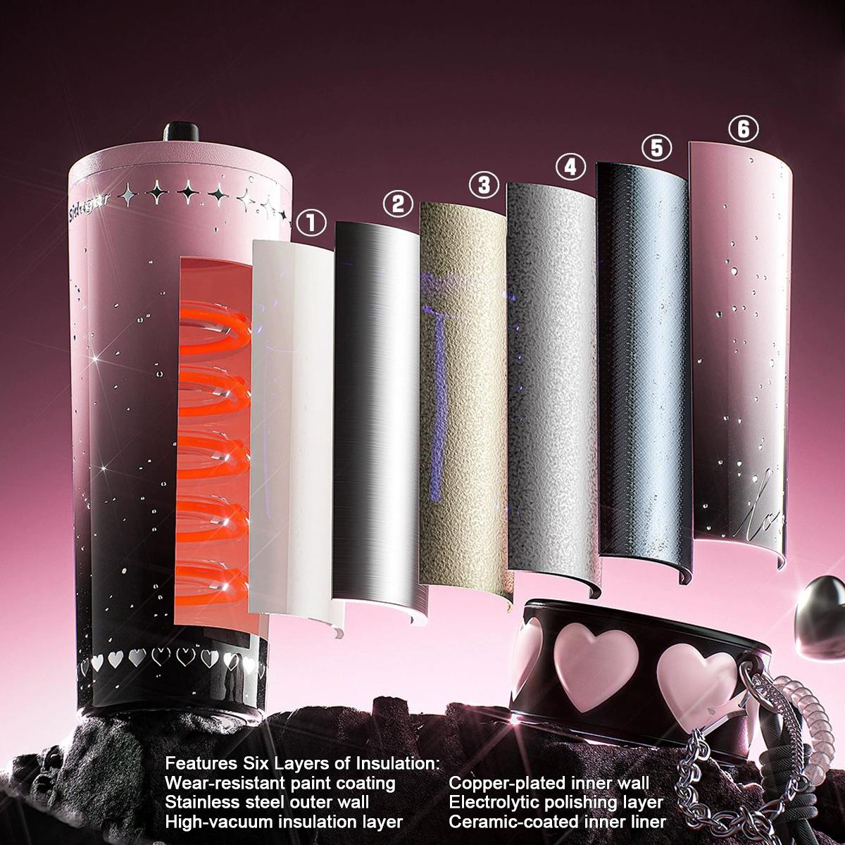 [Sidagar] Ceramic-Coated Interior Tumbler Water Bottle, 316L Stainless Steel Drinkware Cup, Coffee Cups With Cleaner Taste, Leak-Proof Straw Lid, Wide Mouth Easy Clean, Portable Flask, Slim Base Fits Car Cup Holder, 24oz