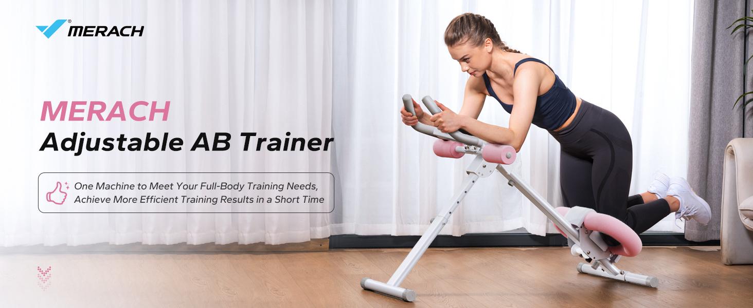 Merach Adjustable Ab Trainer Machine with LCD Monitor, Foldable Abdominal Exercise Machine Core Trainer Machine Workout for Arm, Leg, Buttocks Shaper