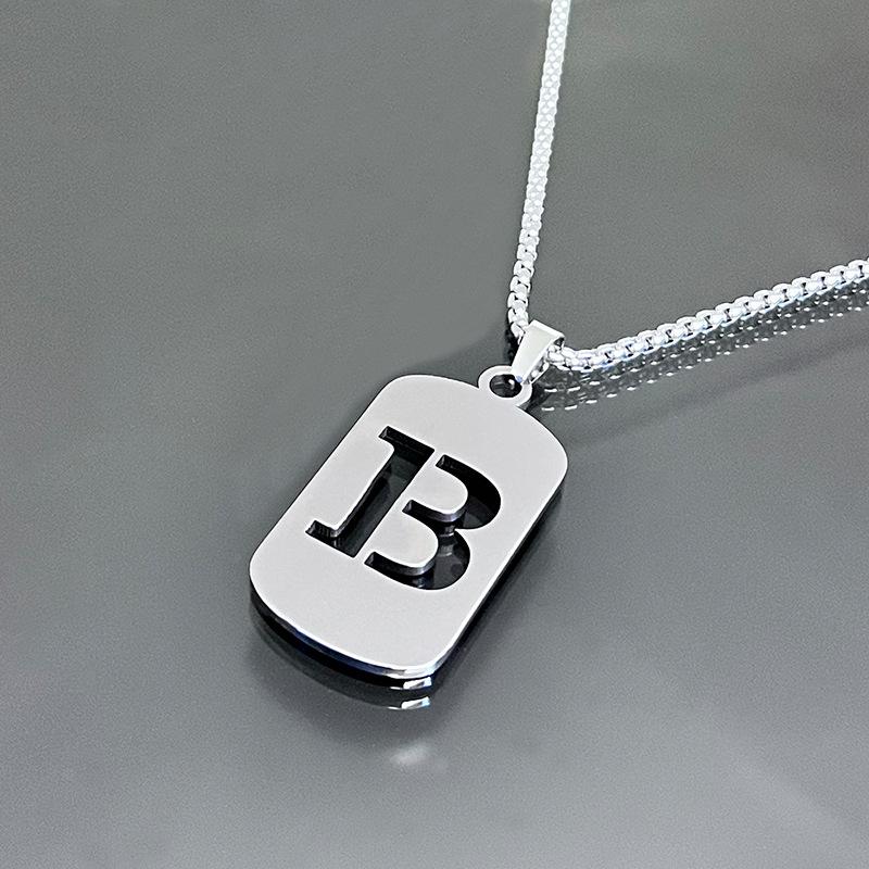 Cool Men's Jewelry Stainless Steel Initial Necklace for Men Hip Hop Geometric Pendant with A-Z Letter Pendant Chain for Friends Gifts Holiday Gifts Cool Men's Jewelry Stainless Steel Initial Necklace for Men Hip Hop Geometric Pendant with A-Z Letter Pendant Chain for Friends Gifts Holiday Gifts