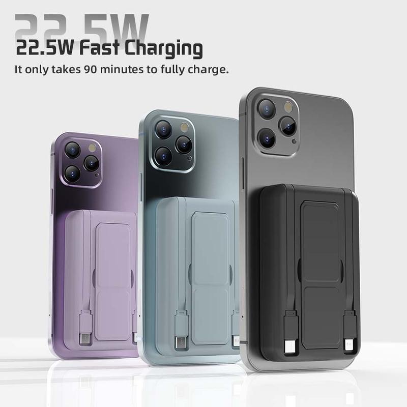 10000mAh portable power bank, 22.5W fast charging, built-in charging cable, a must-have for travel and camping. USB-C portable mobile phone charger, compatible with iPhone, Android and other smart devices. hd