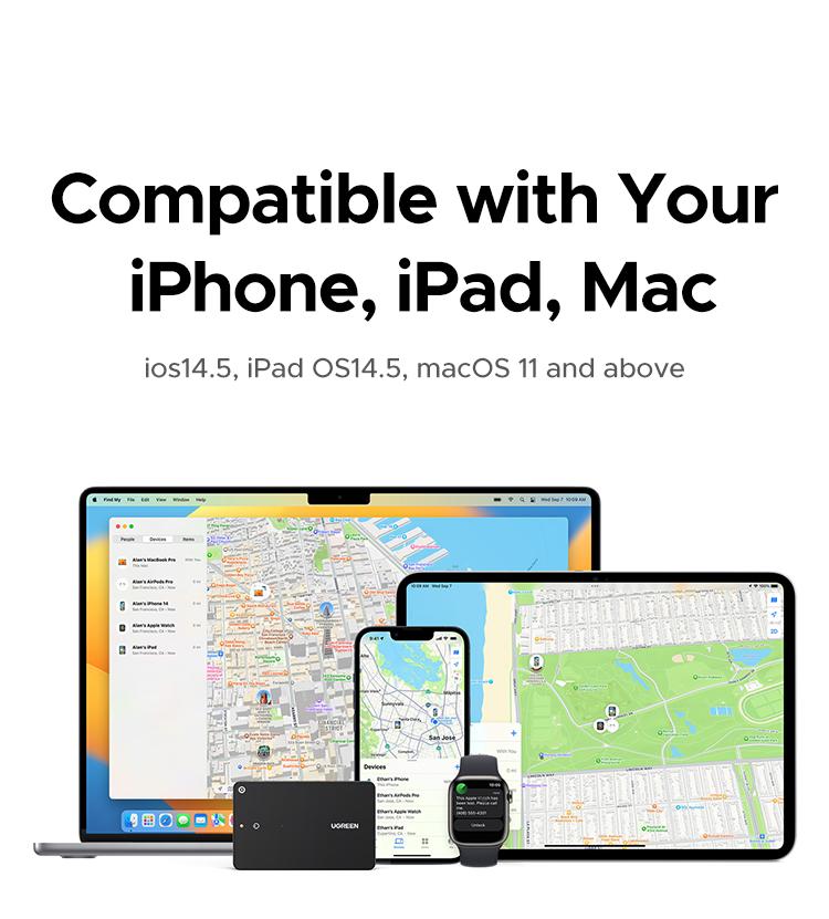 UGREEN FineTrack Slim Smart Finder Compatible with Apple Find My (iOS Only), Wallet Finder, IP68 Waterproof Rechargeable Bluetooth Tracker Card-Button Device Magnetic,TikTokShopBlackFriday ,Tiktokshopstockup