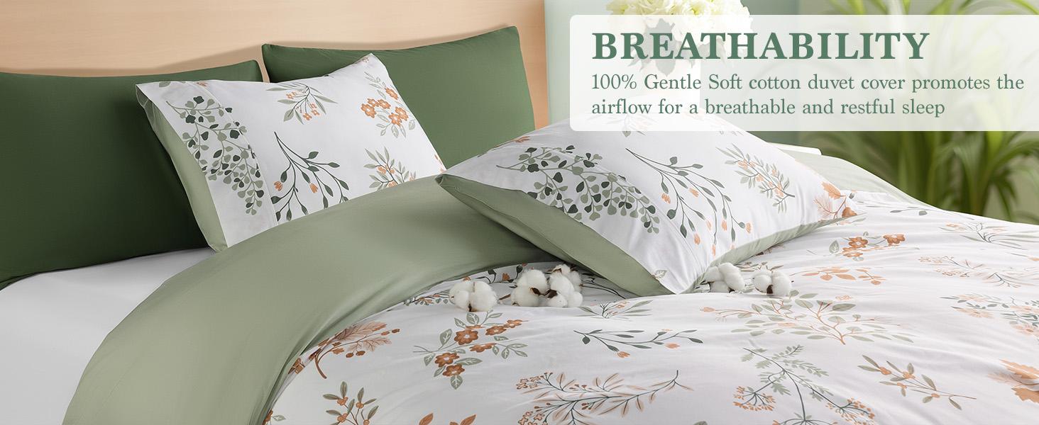 Shilucheng Floral Cotton Duvet Cover 3 Piece Set Soft Breathable Botanical Print Bedding Comforter Cover Perfect To Upgrade Your Bedroom Atmosphere bed  set cozy  bed  sheets