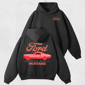 Ford Mustang Hoodie – American Muscle Car Graphic Sweatshirt, Retro 90s Vintage Pullover, Classic Streetwear for Car Lovers, Unisex Outfit Gift for Him & Her