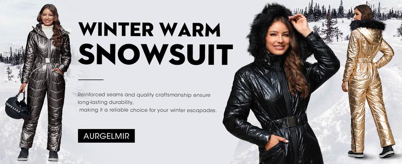 Fisoew Womens One Piece Ski Suit Warm Waterproof Snowsuits Winter Snow Jumpsuits Outdoor Sports Outerwear