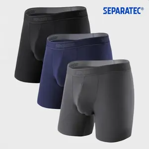 SEPARATEC Mens Underwear with Pouch Premium Soft Micro Modal Boxer Briefs Comfortable Dual Pouch Underwear for Men 3 Pack