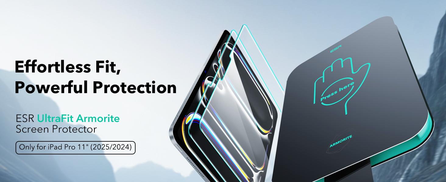 ESR 2 Pack Screen Protector for iPad Air11/13 inch 2026&iPad Pro 11/13 inch 2025/2024 | 9H Tempered Glass Film | with UltraFit Tray | Apple Pencil Support | Scratch Resistant | HD Clarity | Bubble Free