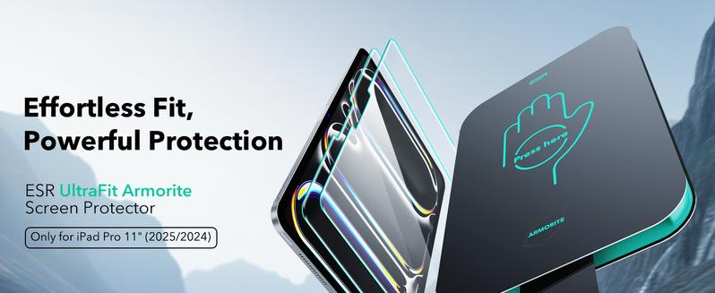 ESR 2 Pack Screen Protector for iPad Pro 11/13 (M5/M4) 2025/2024&iPad Air11/13 inch | 9H Tempered Glass Film | with UltraFit Tray | Apple Pencil Support | Scratch Resistant | HD Clarity | Bubble Free