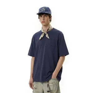 Inflation Wind Bamboo Slub Cotton Pocket Embroidered Short-Sleeve T-Shirt 2026 New Textured Original Design Top