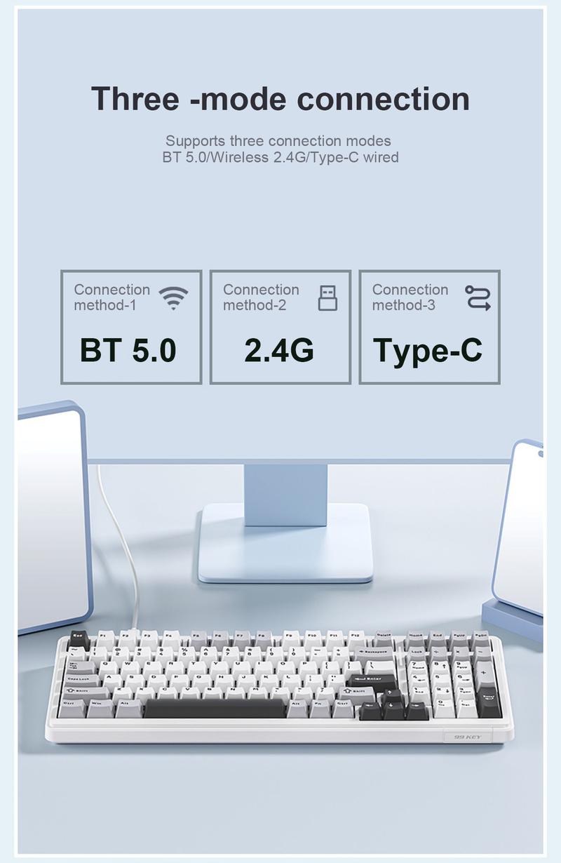 AULA F99 Wireless Mechanical Gaming Keyboard, Numpad Tri-Modes 2.4G Bluetooth Compatible Hot Swappable Custom Keyboard, Pre-lubed Linear Switches, Gasket Structure, RGB Rainbow Backlit Keyboard for Office Computer Creamy Keyboard TikTokShopfalldealsforyou