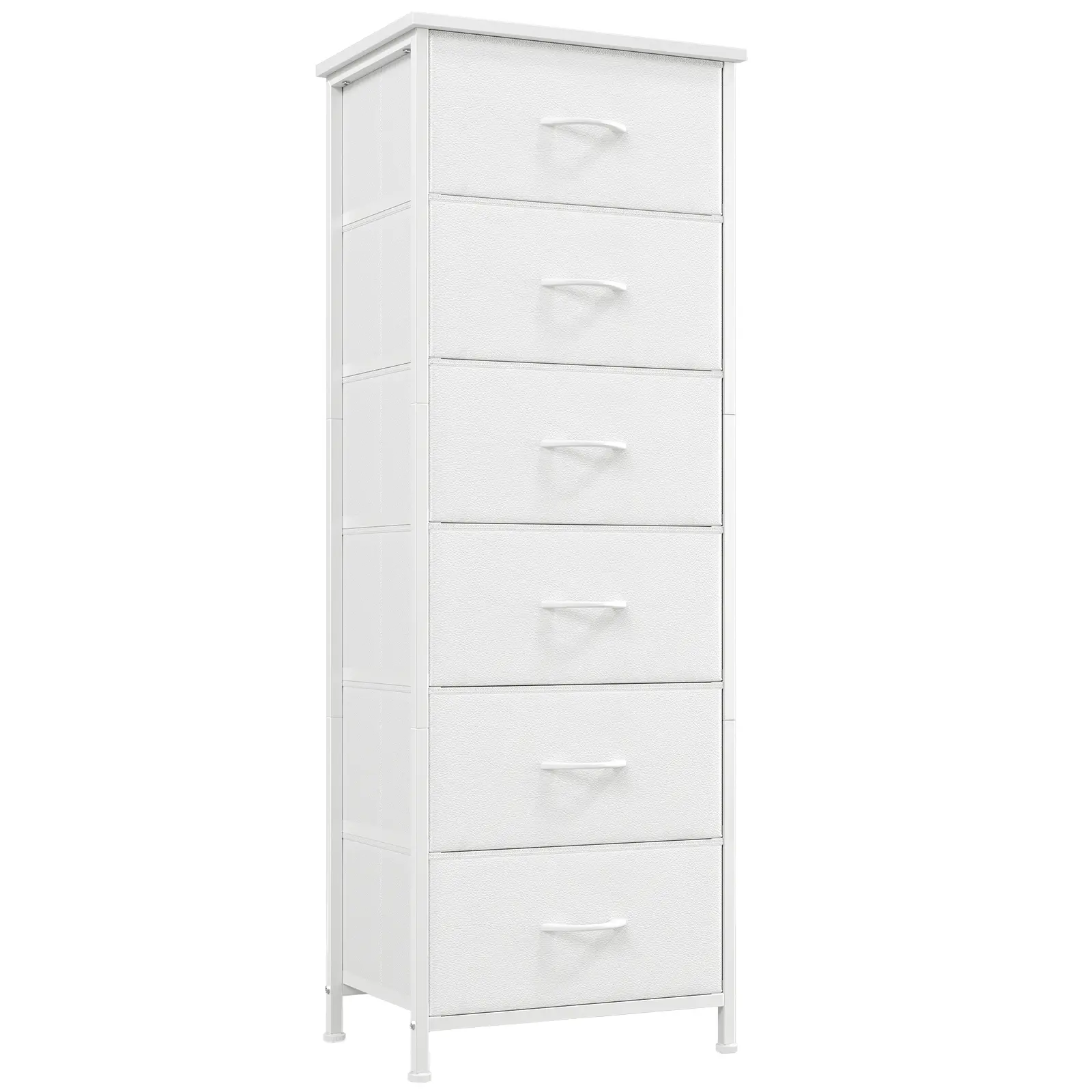 Somdot 6-Drawer Fabric Storage Tower with Fabric Bins, Steel Frame, Wood Top, Sturdy Sliding Door - Closet Organization Chest (Above 25 kg, Christmas Gift for Bedroom),dorm essentials,home decor