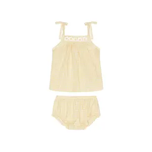Wild Wawa Crochet Daisy Set in Yellow Gingham