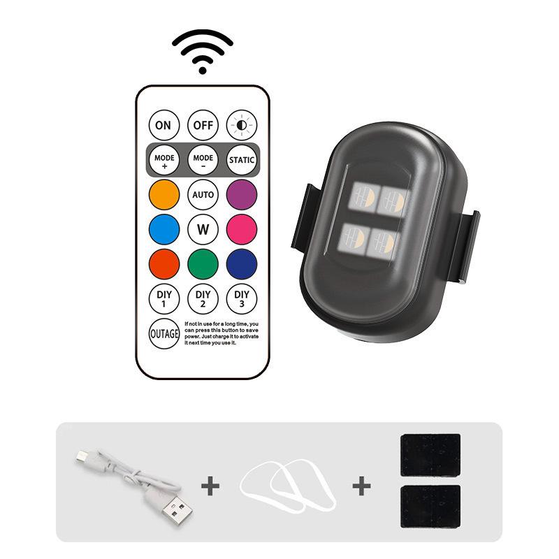 Wireless LED Strobe Light, USB Charging, IP65, Electric Vehicle Flash Aircraft Light, 7-Color Car Warning Light, Induction Universal Wireless Remote Control, Suitable for Cars, Motorcycles & UAVs