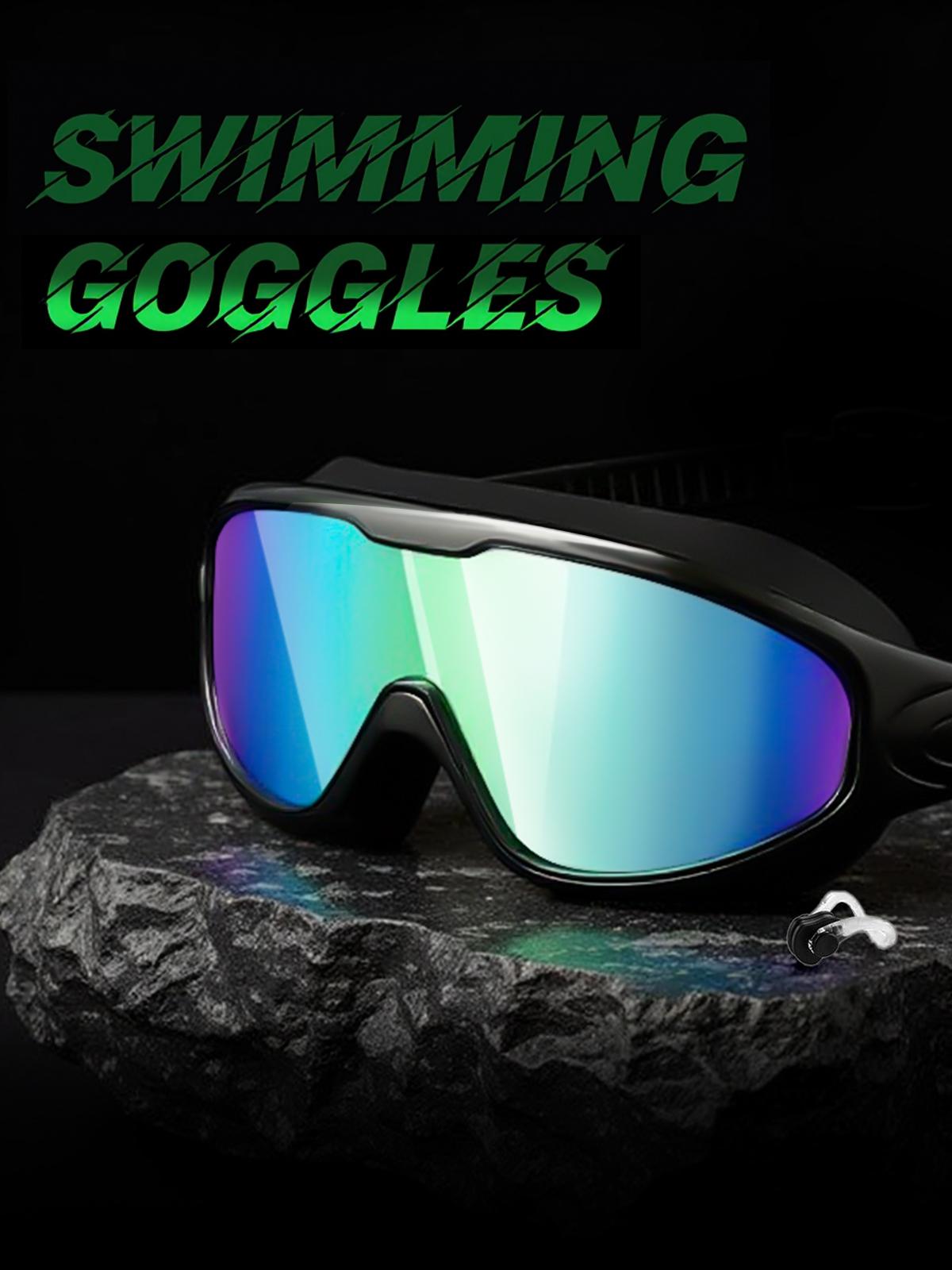 GOECI 2 Pack - Swim Goggles for Adults  - Anti-Fog Full-Coverage, 3-Color UV Lens, Waterproof Earplugs & Nose Clip