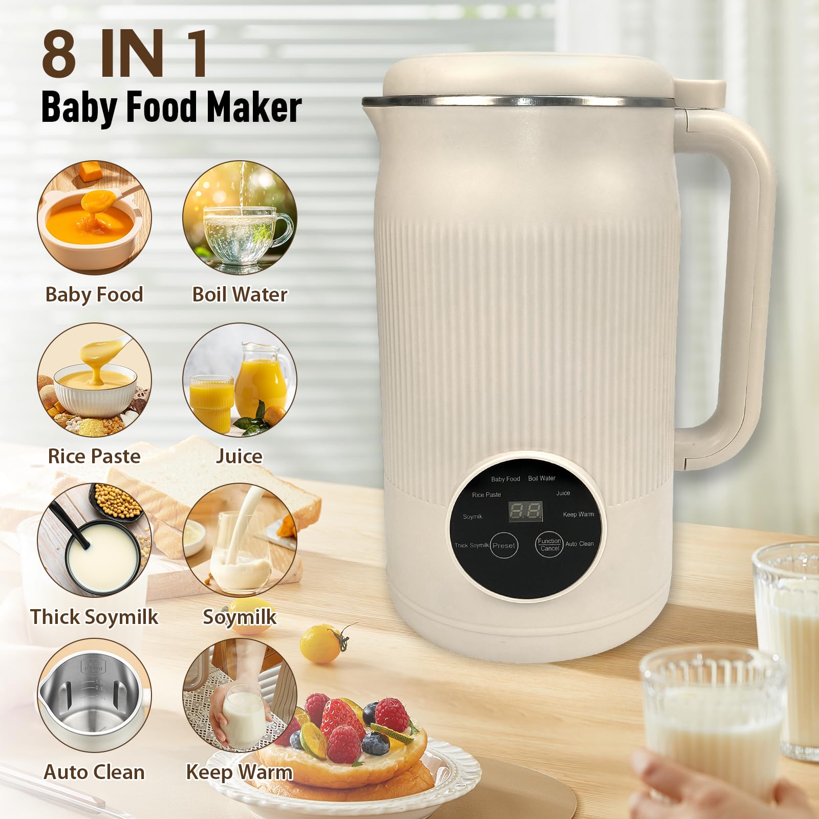 Multifunction Nut Milk Juice Maker, New Nutmilk Maker Blender, Automatic Soybean Machine Oat with Timer and Keep-Warm, Suitable for Home Kitchen (White),for Valentine’s Day Gift