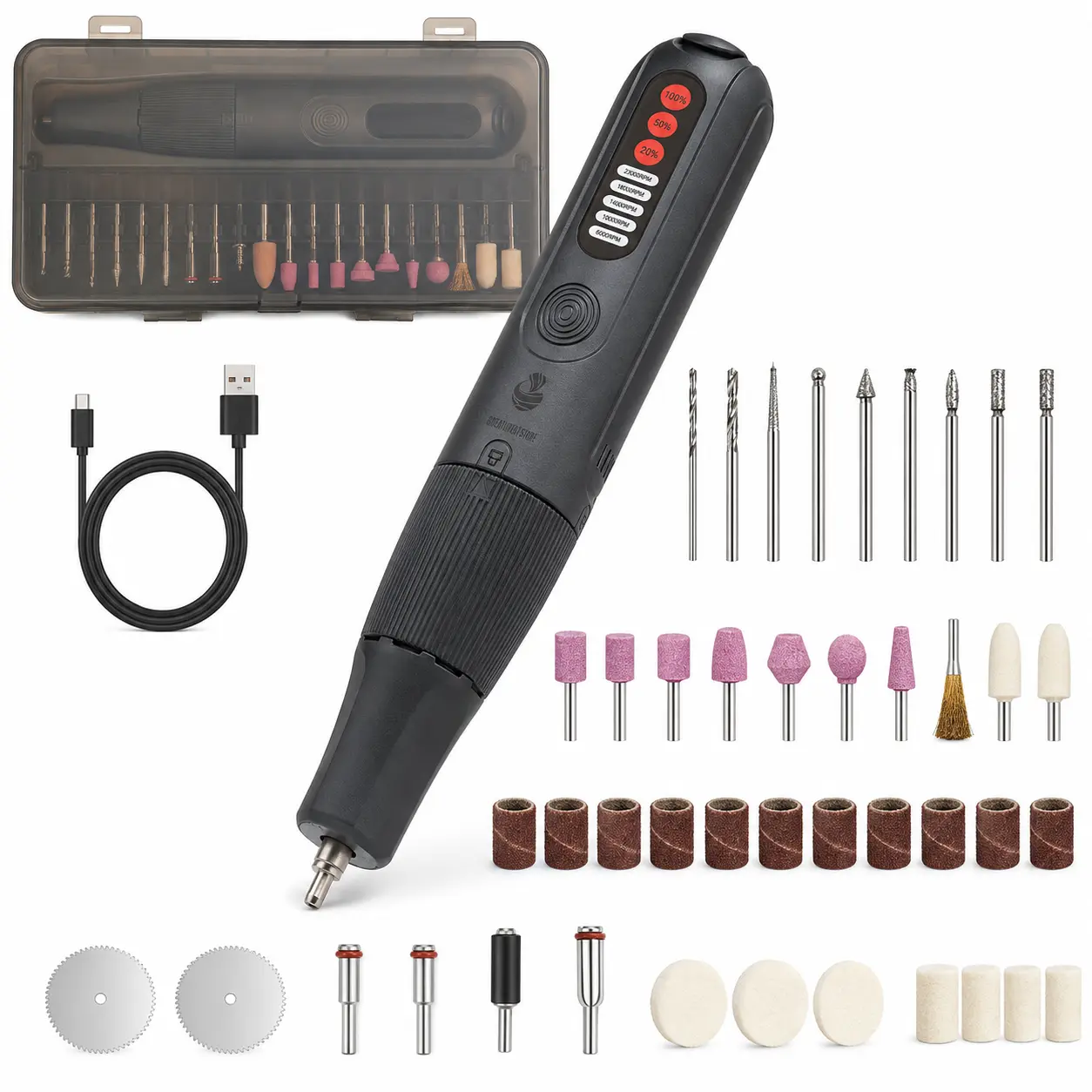 8V Cordless Precision Rotary Tool Kit - 23000RPM 5-Speed Power Engraving Pen, Rechargeable Mini Drill Set with 56 Accessories for DIY Crafts, Wood Carving, 3D Printing, Gifts for Men