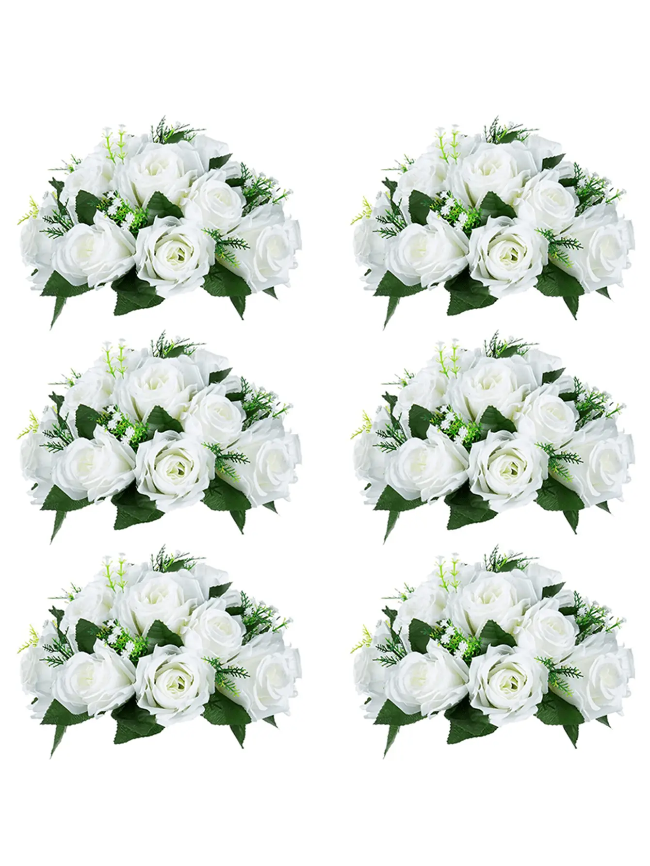 Artificial Flower Ball Arrangement Bouquets, Plastic Roses with Base, Fake Wedding Rose Flower Ball Centerpieces, 6 Fake Flower Balls for Wedding Centerpiece Flower Racks, Party Valentine's Day Home Décor Table DIY Flower Decorations,dorm essentials