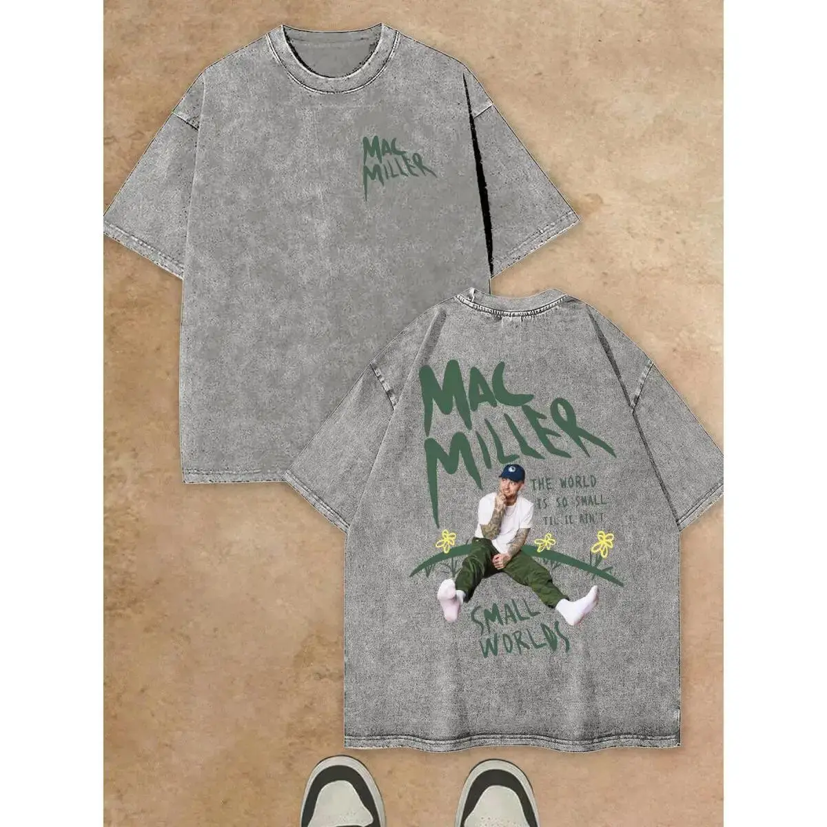 Vintage Washed Cotton Mac Miller "Small Worlds" T-Shirt Hip-Hop Graphic Tee Unisex Retro Music Fan T-Shirt Comfort Casual Everyday Top Gift Idea funny meme shirt,casual style graphic,oversized tshirts,casual summer tee,couple gift