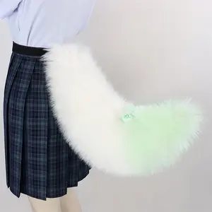 Faux Fur Fox Wolf Tail Soft Fluffy Fursuit Animal Tail with Adjustable Waist Strap, Cosplay Halloween Party Costume