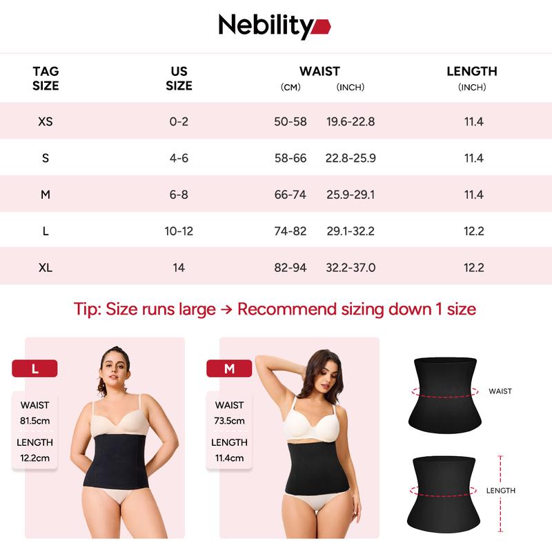 Nebility Women's Sport Shapewear Belt - Basic Minimalist, Black with Flex Waistband & Double-Layered Design, All-Day Comfort Curve Hugging Compression Womenswear