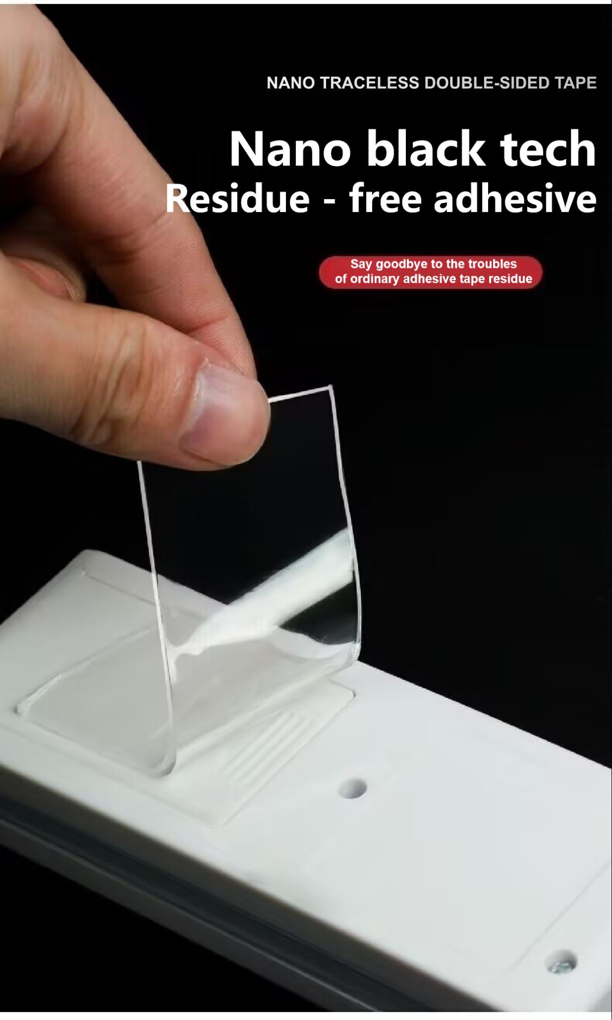 MANY [Nano Double]-Sided Transparent Tape - Strong Reusable & Waterproof Adhesive for Kitchen, Bathroom & Home Organization | Invisible Mounting Solution for Hooks, Mats & Decor