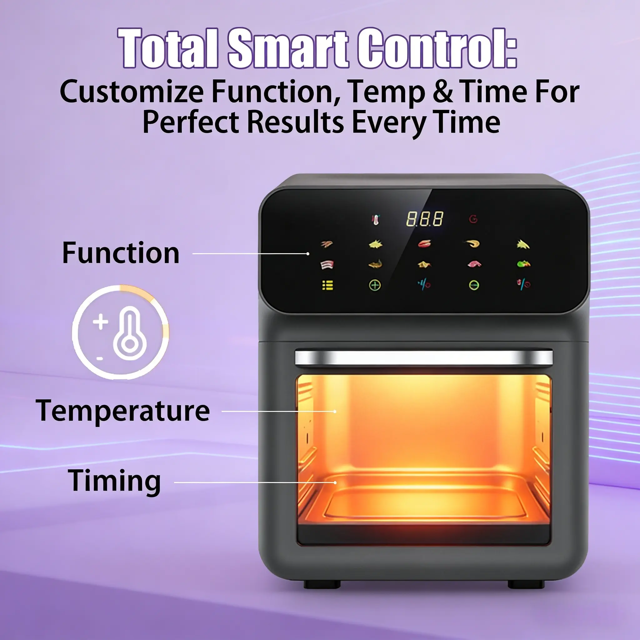 FD-1015B North American Standard Air Fryer - 1350W 110-120V Fast Heating, 360° Surround Air Circulation, Oil-Free Baking & Frying, V-0 Flame Retardant Material, Class I Grounded Appliance, Overheat Protection, Convenient Cooking Solutions, Easy to Operate