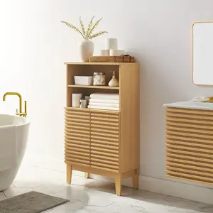 Render Freestanding Bathroom Storage Cabinet in Oak