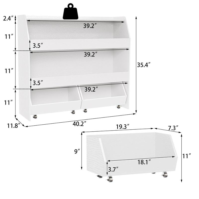 COZPAW Kids Bookshelf and Toy Storage, 4 Tier Toddler Bookshelf with Movable Drawer 5 Sling Pockets, Montessori Book Shelf for Kids Room, Playroom, Nursery (Oak)